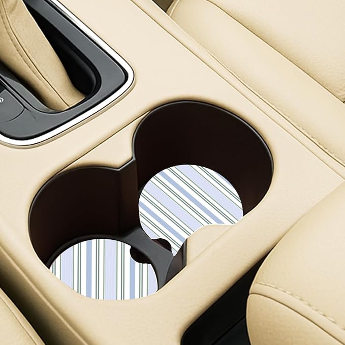Ceramic Car Coasters – Absorbent Car Cup Holder Coaster Set for Women, Cute Aesthetic Car Accessories for Girls, 2 Pack (Ocean Depths)