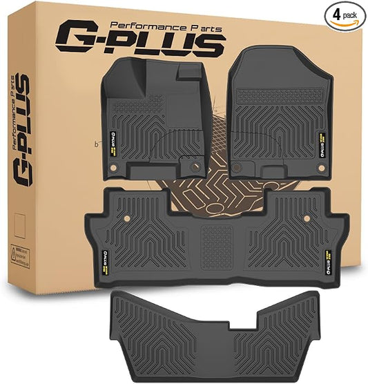G-PLUS Floor Mats Fit Honda Pilot 8 Passenger 2016-2022(No Elite Models) | All Weather Protection,Non-Slip,Custom Fit Floor liners,TPE Full Coverage,1st & 2nd & 3rd Row,Black