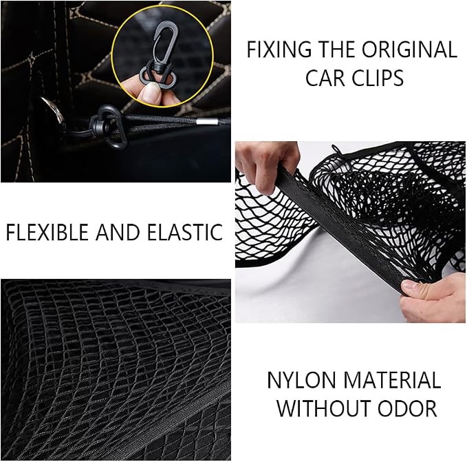 Car Rear Cargo Net with Good Elasticity&Tensile Strength Trunk Net Organizer for SUV Truck,Ideal Car Net Keeps Overlanding Accessories (L 43.3''x15.74'')