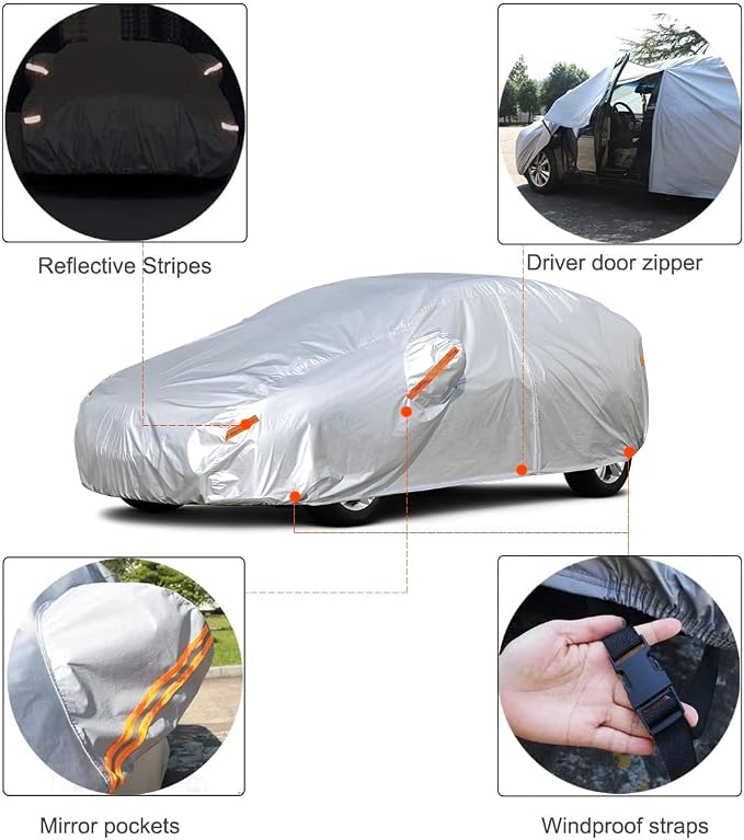 Kayme Station Wagon Car Cover Waterproof All Weather (178 to 190 Inch) | Protects cars from outdoor UV exposure, blocks blowing dust and wind, breathable lightweight material, easy storage