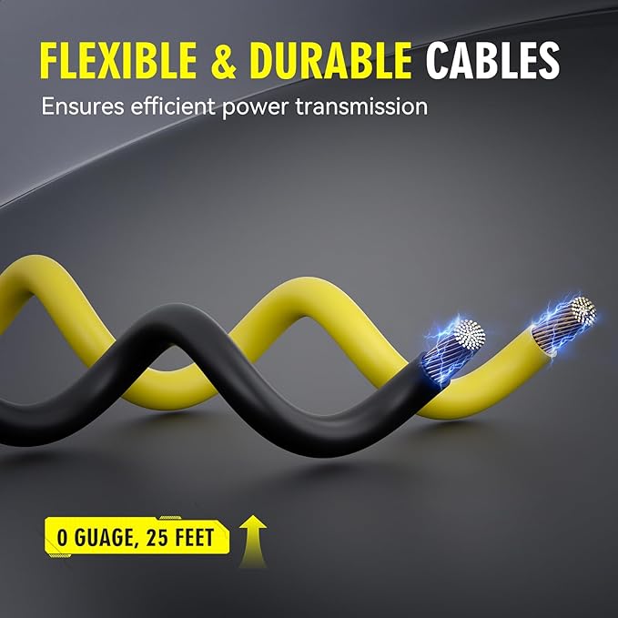 Jumper Cables Heavy Duty 1000Amp, 0 Gauge x 25 Feet Jumper Cables for Car, Truck, RV 12V Batteries Jump Starting, Carrying Bag Included