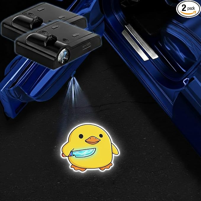 2PCS Duck Car Door Lights Projector,Wireless LED Welcome Puddle Lights,Magnetic Logo Projector Door Light Decor Car Accessories Duck Gifts for Women Men,Suitable for All Vehicles Motorcycle