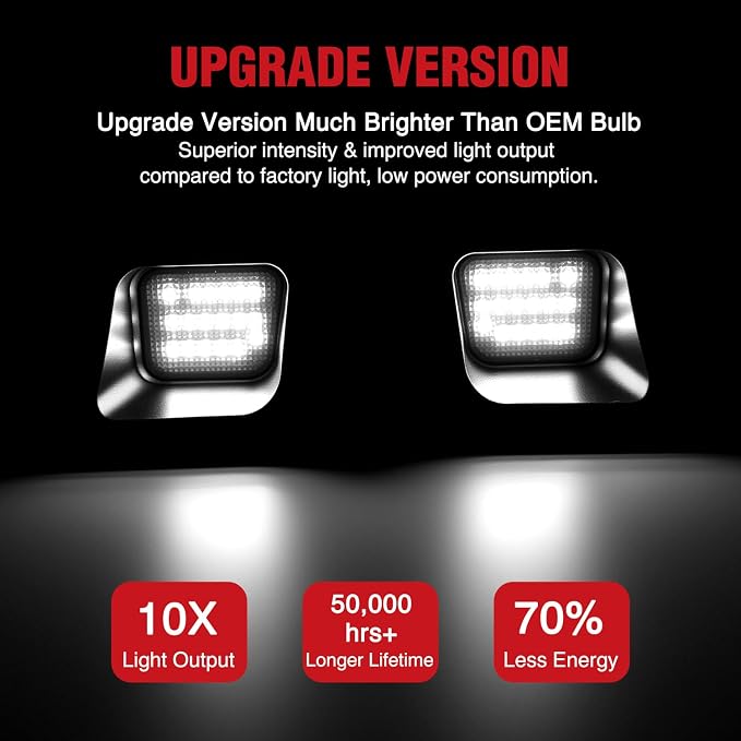 Nilight License Plate Lights Compatible with 2003 2004 2005 2006 2007 2008 2009 2010 2011 2012 2013 2014 2015 2016 2017 2018 Dodge Ram with Smoke Lens Black housing 6000K White 2PCS Pack