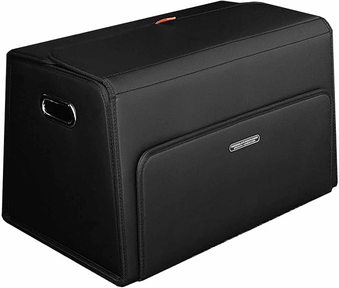 GMQ Double-layer Trunk Organizers for Car,Double Door Car Organizers and Storage Shoes for SUV,Magnetic Lid with Collapsible Storage, Large Capacity for SUV, Truck, MPV (Black, M-15.8×13×12.5 IN)