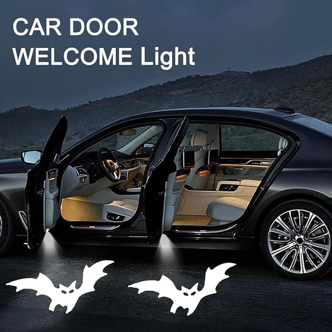 2PCS Car Door Lights,Bat Door Lights Logo Projector LED Shadow Welcome Lamp,Bat Car Accessories Gifts for Women Men,Suitable for All Vehicles Motorcycle Bike