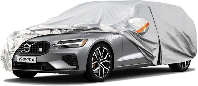 Kayme Station Wagon Car Cover Waterproof All Weather -See Vehicle Size Chart for Accurate Fit- Outdoor Full Exterior Cover Minivan Sun Rain Snow. Caravan Century Voyager etc. Size H4 (See Size Chart)