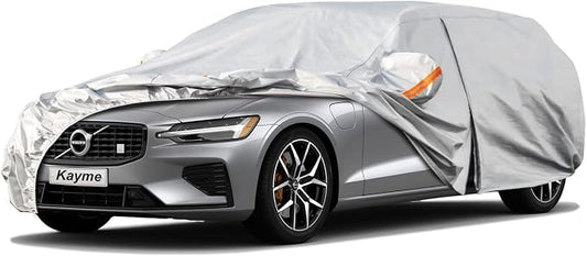 Kayme Station Wagon Car Cover Waterproof All Weather -See Vehicle Size Chart for Accurate Fit- Outdoor Full Exterior Cover Minivan Sun Rain Snow. Caravan Century Voyager etc. Size H4 (See Size Chart)