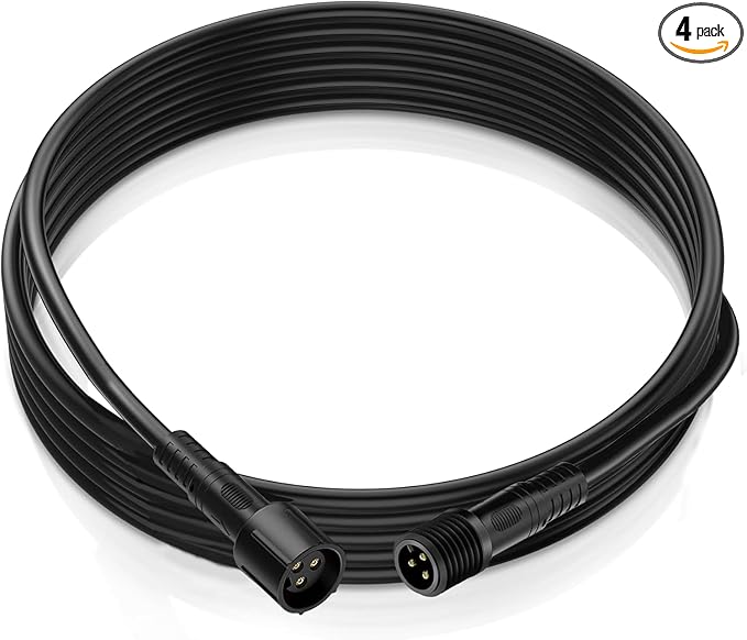 4 PCS 4FT 3 Pin Full Angle RGB Rock Light Extension Wire, Design for Our Brand's Neon Light Kits, Other Brands Must Meet Length of the Male Plug is 0.24 Inches and The Female is 0.39 Inches