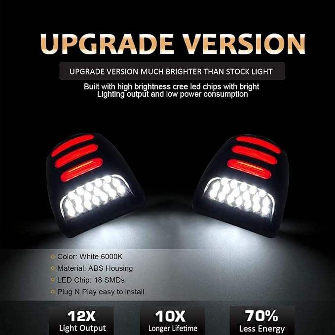 Bestview LED License Plate Light Tag Lamp Assembly - Tag Lights Led with Red OLED Neon Tube - Compatible with Chevy Silverado Suburban Tahoe GMC Sierra 1500 2500 3500 HD Escalade EXT, 2 Pieces