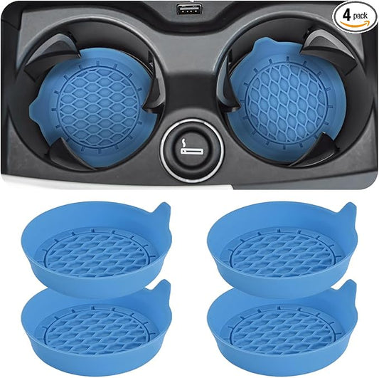 Zpana Bling Car Cup Holder Coaster, 2PCS Crystal Rhinestone Non Slip Waterproof Vehicle Insert Water Bottle Holder Pads, Shockproof Auto Interior Decorative Coasters, Universal Fit (Light Blue)