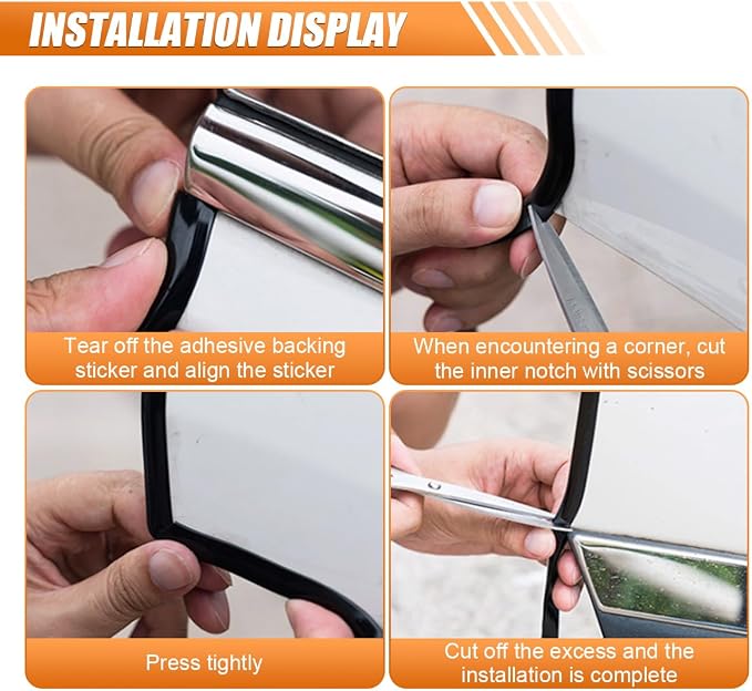 Car Door Edge Guards 32.8ft, Universal U-Shaped PVC Trim Strip Chrome Tape Self-Adhesive, Scratch Resistant Automotive Door Edge Molding Protection for Cars Truck SUV Weatherproof(Silver-10M)