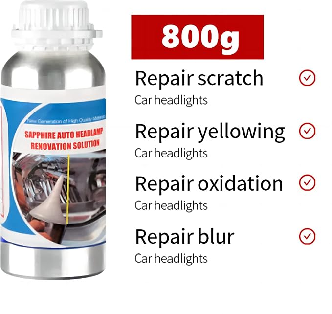 Car Headlight Scratch Repair Liquid,Polymer Car Headlight Liquid,Polishing Tool for,Restore and Repair Dull Yellow Headlights (1600, Grams)
