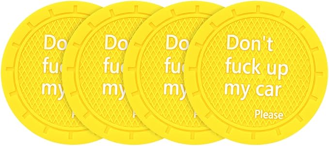 8sanlione Car Cup Coaster, 4Pcs 2.75 Inch Auto Cup Holder Insert Coasters, Non-Slip Waterproof Embedded Drink Mat, Automotive Interior Accessories for Men and Women (D Yellow/4PCS)