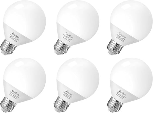 GvvooHome Vanity Light Bulbs for Bathroom, G25 LED Globe Light Bulbs for Makeup Mirror Dressing Room, 60W Equivalent, 2700K Soft White, 800LM, E26 Base, Non-Dimmable, 6-Pack