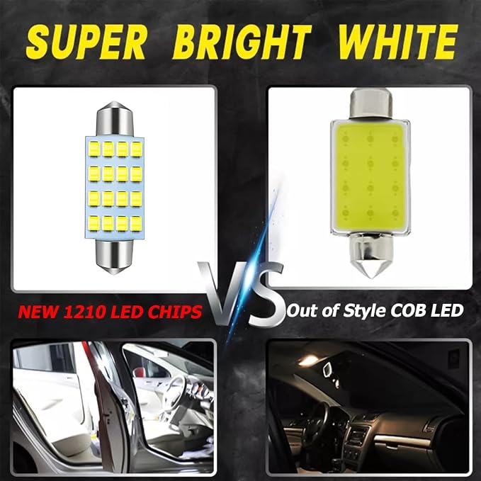 BESULEN 70 Pcs LED Car Bulb Kit, Auto Interior Lights, Dome Light 31mm 36 mm 41 mm T10 Bulbs, Super Bright Festoon Bulb Set, Vehicle Indoor Map Dome Trunk Cargo Door Courtesy License Plate Light
