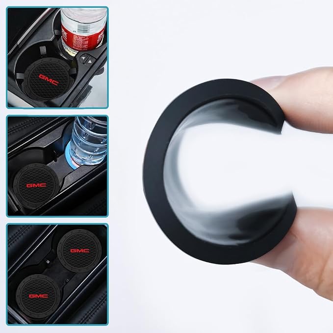 Car Cup Holder Coasters Compatible with GMC Sierra Denali Canyon Terrain Yukon Jimmy Acadia Series,Black