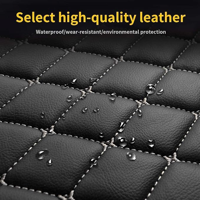 Custom Making Car Floor Mats for 90% Car Model Luxury Leather All Weather Waterproof Anti-Skid Full Coverage Liners (Black and red)