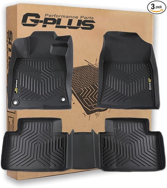 G-PLUS TPE Floor Mats Fit Honda Civic Sedan & Hatchback 4-Door 2016-2021 | Fit Civic Coupe 2-Door 2016-2021,All Weather Protection,Non-Slip,TPE Full Coverage,1st & 2nd Row,Black