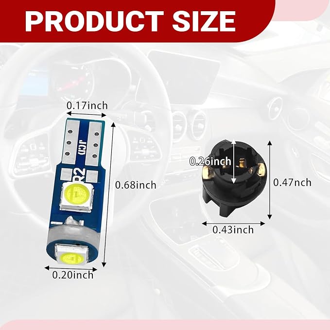 20 PCS 74 LED Bulb Dash Light, Super Bright T5 37 74 LED 3030-3SMD Instrument Light Bulbs, Universal 12V Car Dashboard Lamp Indicator Lights Lamp with Twist Lock Socket, for Most Cars (White)