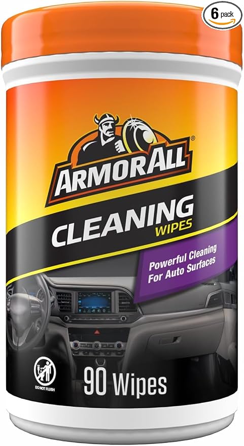 Armor All Car Cleaning Wipes, Wipes for Car Interior and Car-Exterior, 90-Wipes Each (Pack of 6)