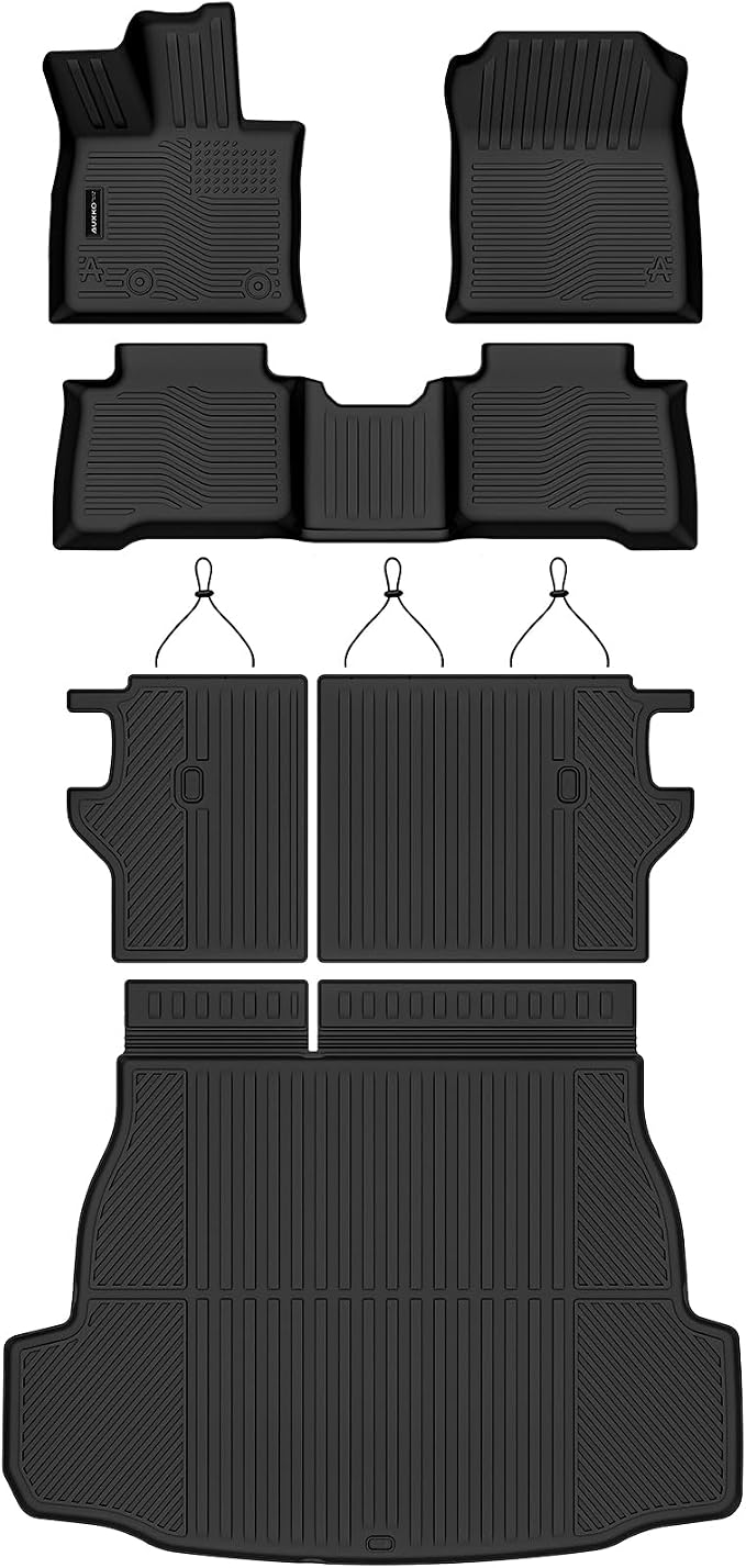 Auxko All Weather Floor Mats Cargo Mat with Backrest Mat for 2026 Toyota RAV4 Hybrid(Not for Phev Fits w/or w/o subwoofer) All Season TPE Accessories Odorless Anti-Slip