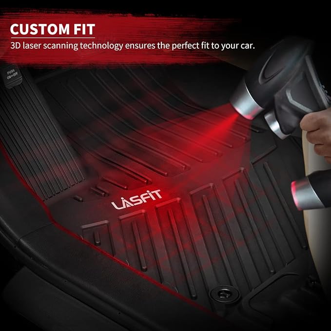 LASFIT Floor Mats for Toyota Highlander 2020-2025 2026 8-seat (Not for Hybrid) All Weather TPE Custom fit Floor Liner for Highlander car mats, Front and Rear 2 Row Mats.