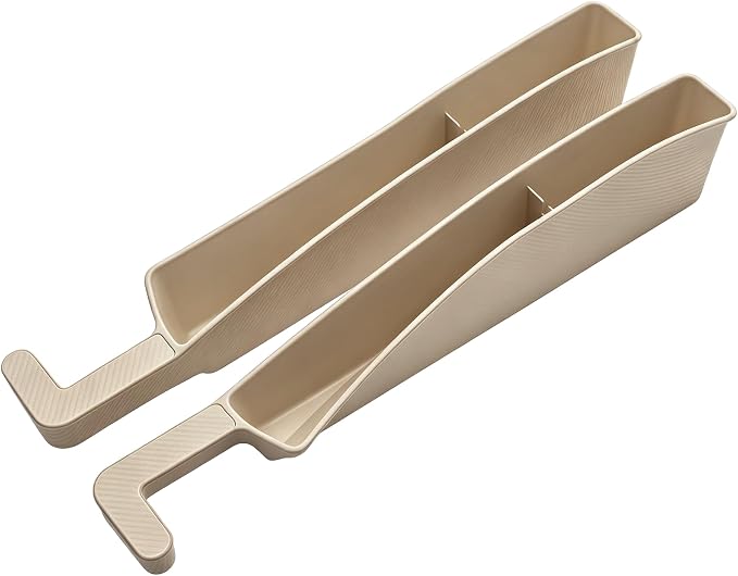 2PCS New Car Seat Gap Stopper with 2 Storage Areas，Car Seat Gap Storage Organizer for Phone Keys Wallet，Universal Car Seat Gap Filler Interior Accessories (Beige)