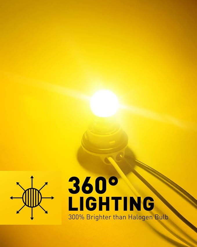 AUXITO Upgraded 1157 LED Bulbs Amber Yellow Turn Signal Light, Super Bright 2057 2357 3496 7528 LED Lights for Blinker Turn Signal Bulbs, Tail Brake Light, Parking Light, Side Marker Light, Pack of 2