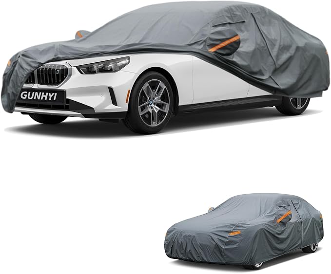 GUNHYI Premium Car Cover Custom Fit BMW i5, 16 Layers Heavy Duty Car Cover Waterproof All Weather with Zipper Door for Sun Rain Snow Dust Uv Protection