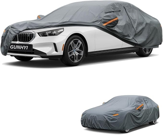 GUNHYI Premium Car Cover Custom Fit BMW i5, 16 Layers Heavy Duty Car Cover Waterproof All Weather with Zipper Door for Sun Rain Snow Dust Uv Protection