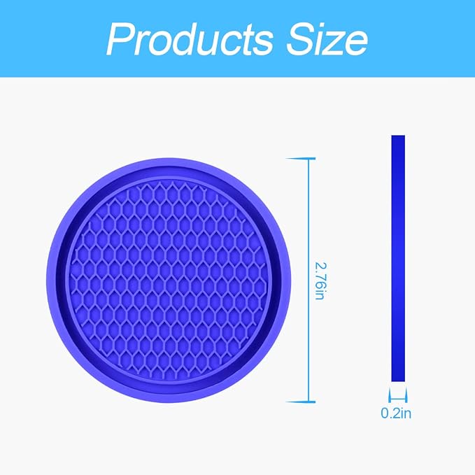 8sanlione 4 Pack Car Cup Holder Coaster, 2.75 Inch Diameter Non-Slip Universal Insert Coaster, Durable, Suitable for Most Car Interior, Car Accessory for Women and Men (Trench/Deep Blue)