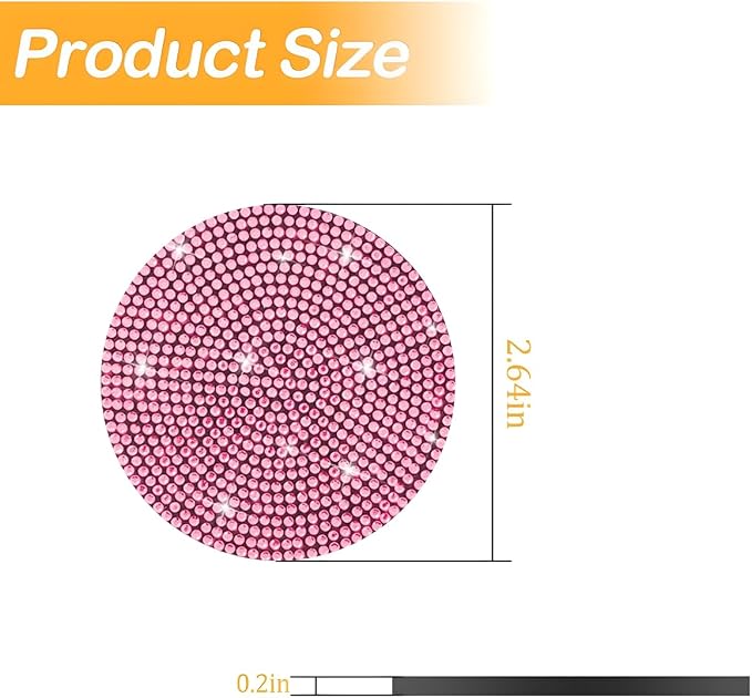 Osilly Bling Car Cup Holder Coaster, Crystal Rhinestone Anti-Slip Insert Coasters, Universal 2.75 Inch Fashion Automotive Cup Mat, Car Interior Accessories Decor Gifts for Women (Pink, 4PCS)