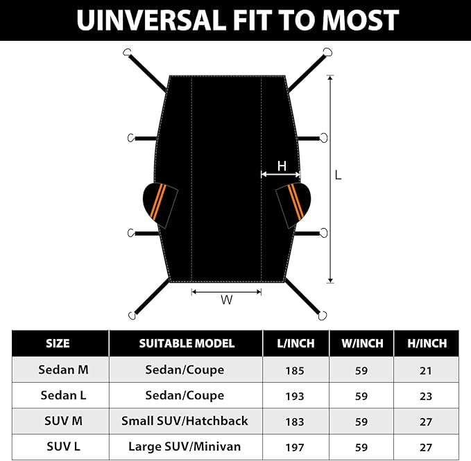 Half Car Cover Top, Hail Protector Car Cover with Cotton Liner, Sunroof & Windshield Cover for Ice and Snow, All Weather Vehicle Body Cover for Sun, Rain, Dust, Fit SUV M
