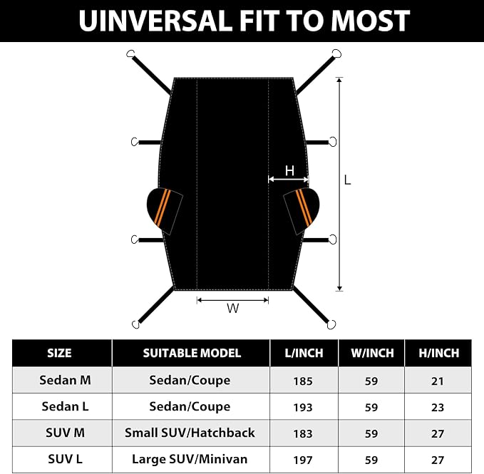 Half Car Cover Sedan M, Car Snow Cover for Windshield & Sunroof Protection with Soft Lining, Top Only Partial Cover for Convertible