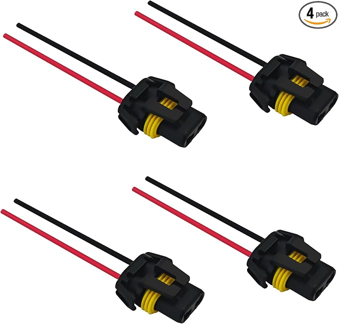 Headlight Connector Plug Fog Light Headlight Wiring Harness Pigtail Sockets Female Adapter Kit for 9005 9006 9012 HB3 HB4, Headlamp Wire Harness Plug Socket Connector for Car Accessories (4PCS)