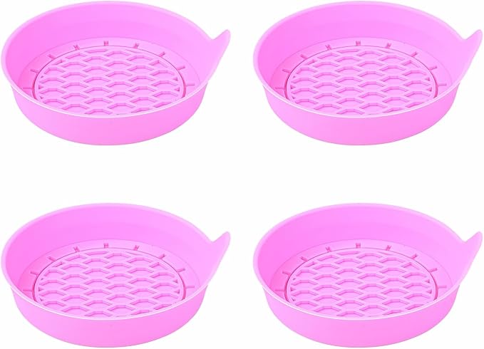 4 Pack Car Cup Holder Coaster, 3.15 Inch Non-Slip Silicone, Pink | Cup holder insert, spill proof ,raised lip, honeycomb base, rinse clean, fits most sedans suvs trucks, automotive accessories
