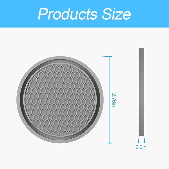 XINLIYA Car Cup Holder Coaster, 4 Pack 2.78 Inch Diameter Non-Slip Universal Insert Coaster, Durable, Suitable for Most Car Interior, Accessory for Women and Men (Gray)