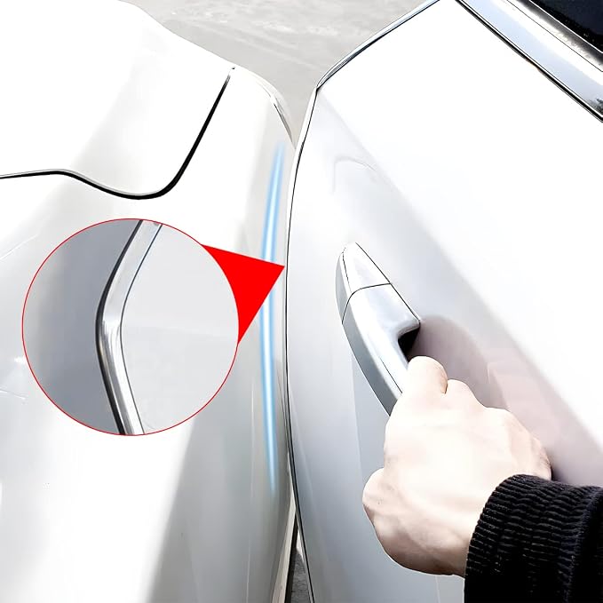 Blilo Car Door Edge Guards, 16Ft U Shape Door Edge Trim, Rubber Molding Auto Door Edge Seal Protector, Anti-Collision Vehicle Protection Accessories Universal for SUV, Truck, Van (Silver)