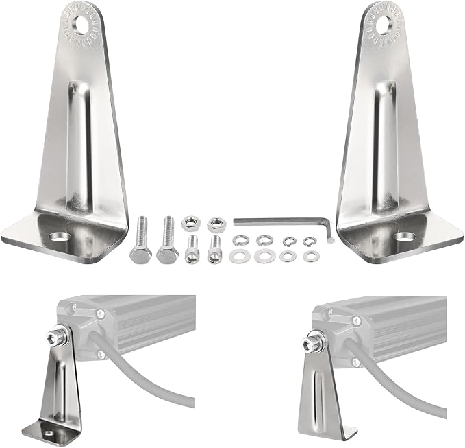 2PCS Light Bar Bracket Silver, SWATOW INDUSTRIES Universal Single Row LED Light Bar Mounting Brackets Straight/Curved Lights Mount for Wrangler Pickup Truck Off Road ATV UTV-M6 Mounts