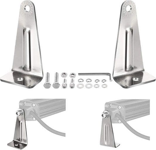 2PCS Light Bar Bracket Silver, SWATOW INDUSTRIES Universal Single Row LED Light Bar Mounting Brackets Straight/Curved Lights Mount for Wrangler Pickup Truck Off Road ATV UTV-M6 Mounts