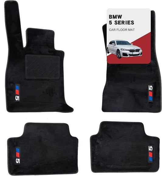 Custom 3D Car Mats for BMW 5 Series 2024-2025 (530i, 530e, 540i, 550i, M5) All-Weather Luminous Wool Carpet Car Mats - Custom Fit, Anti-Slip, Full Coverage with Logo