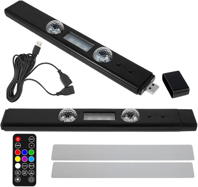 2Pcs Car Interior Ambient Light Wireless LED Starry Car Atmosphere Light USB Rechargeable Multicolor RGB LED Strip Light Remote/Sound Control Car Star Ceiling Light with Music Sync ZHAZHAMO