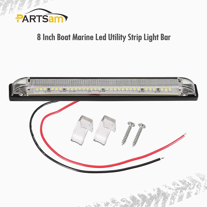 Partsam 4pcs 8" 30Led Utility Strip Light Boat Marine Lights, 8 Inch Slim Line White Light Bar Side Marker for Truck Trailer Camper RV Motorcycle Motorhome Dome Courtesy Light Under Hood Light