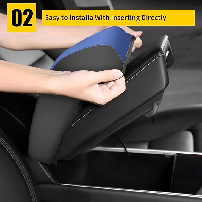 AOMSAZTO Console Covers for 2012-2015 Honda Civic Armrest Covers for Honda Civic Black with Blue Leather | Armrest Covers, Leather, Water-proof