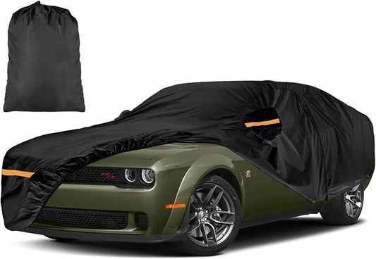 INSAUTO Custom Fit Car Cover for Dodge Challenger 2008-2025, Waterproof All Weather Full Exterior Protection, Sun Rain Snow, with Driver Door Zipper