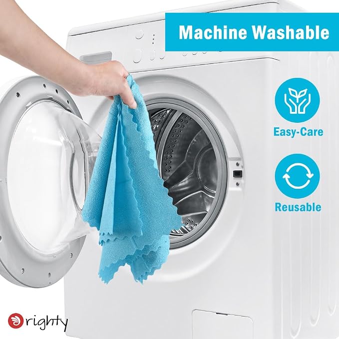 Orighty Microfiber Cleaning Cloth - 24 Pack, Blue Cleaning Rags 12x11 inch | Microfiber Towels for Cars, Highly Absorbent Household Cleaning Supplies, Reusable Lint Free Cloths for House, Kitchen