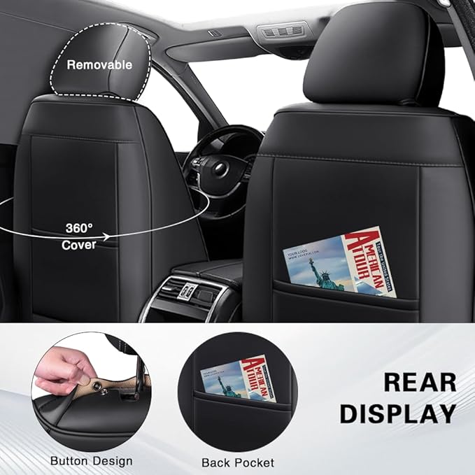 Fit for Toyota 4Runner Seat Covers 2001-2026,Premium Leather, 360° Full Protection, Thick Padding & Memory Foam, Waterproof & Stain-Resistant Car Seat Cover (2 Seat,Black)