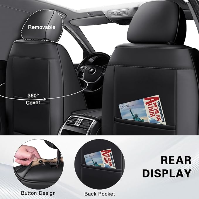 Fit for Toyota Highlander Seat Covers 2001-2026,Premium Leather, 360° Full Protection, Thick Padding & Memory Foam, Waterproof & Stain-Resistant Car Seat Cover Front Set (2 Seat,Cream White)