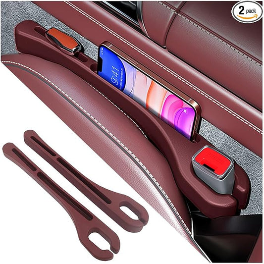 2PCS Car Seat Gap Filler Organizer with Phone Holder,[Upgrade Version] Car Seat Gap Organizer for Prevent Falling,Essential Car Accessories Car Side Seat Gap Filler (Red)