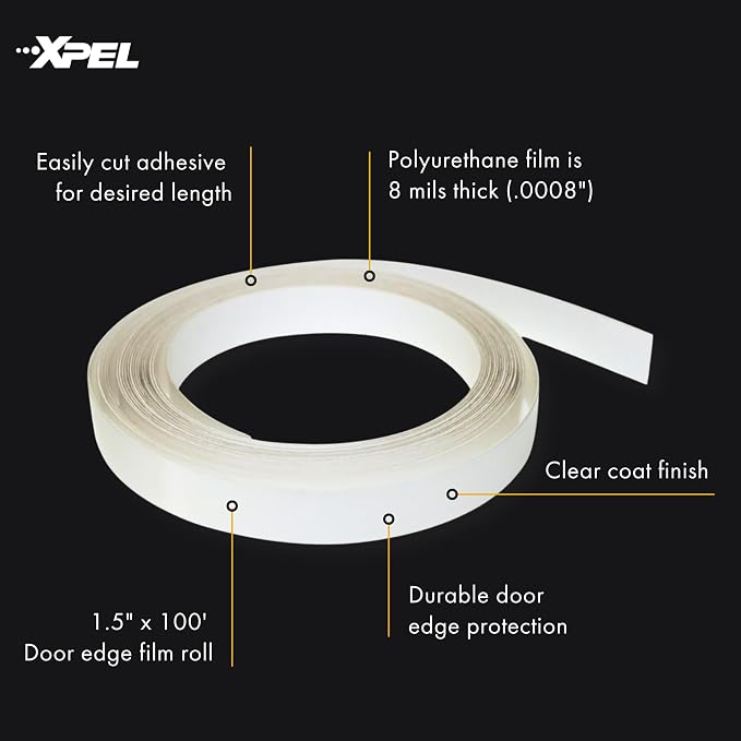 XPEL Door Edge Guard Protection Film Roll, 1/2" x 100' - Car or Truck Doors, Protective Barrier Against Minor Scratches, Paint Chips, Door Edge Impact, and Dings - Prevents Damage and Possible Rust